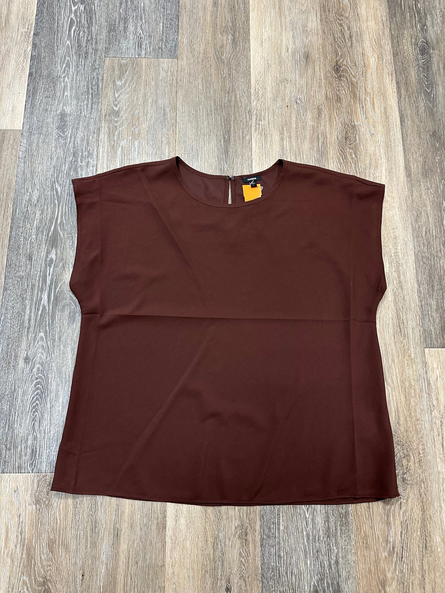 Blouse Short Sleeve By Express In Brown, Size: L