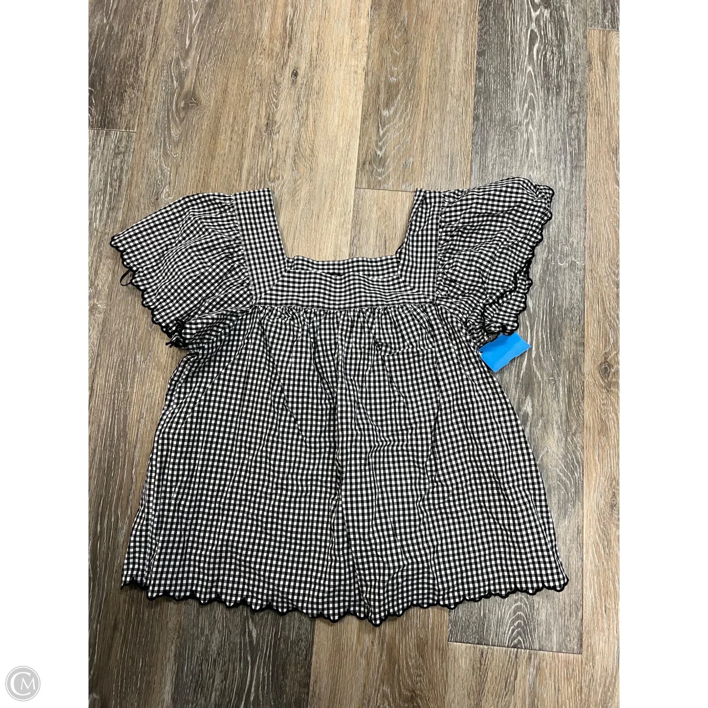 Blouse Short Sleeve By Rails In Black & White, Size: Xs