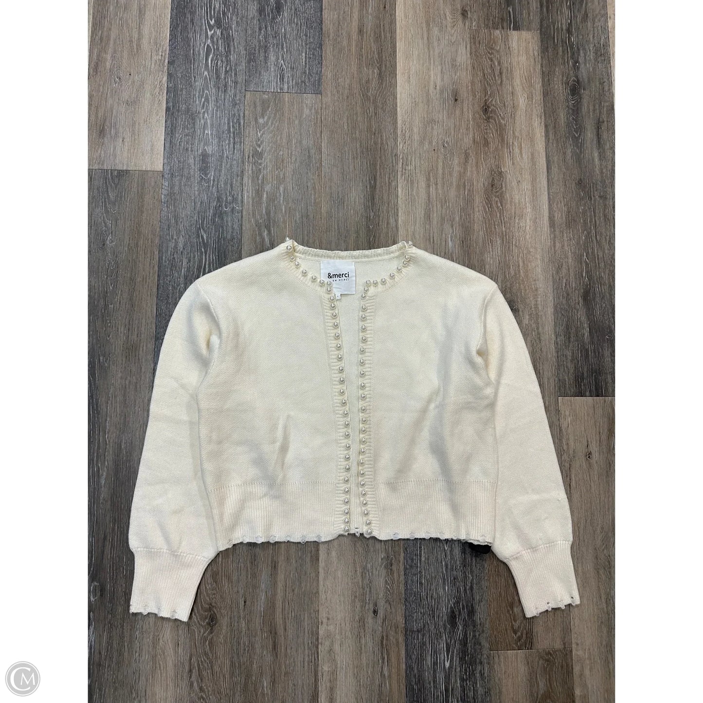 Sweater Cardigan By &merci In Cream, Size: L