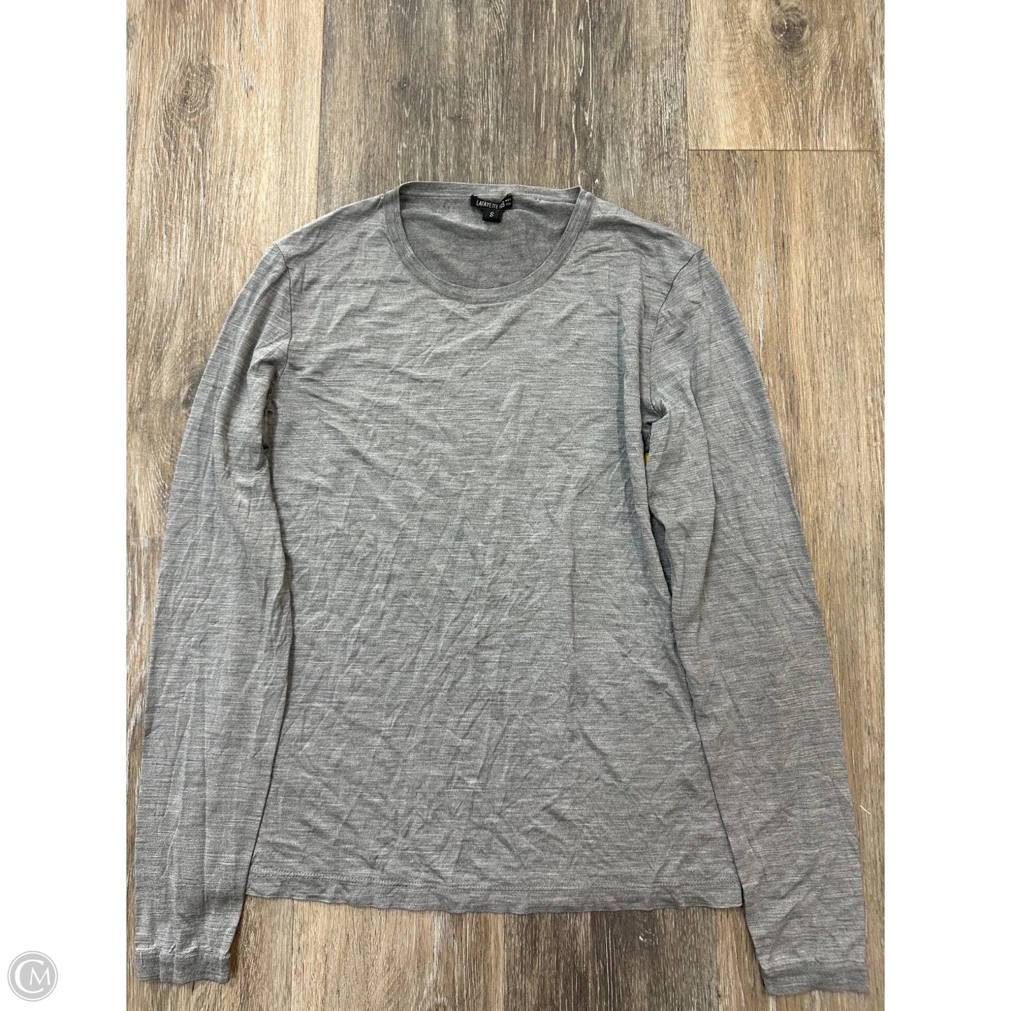 Top Long Sleeve Designer By Lafayette 148 In Grey, Size: S