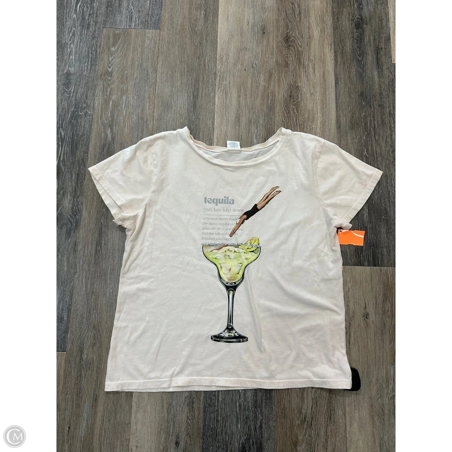 Top Short Sleeve By All Us In Cream, Size: Xl