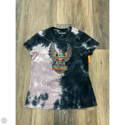 Top Short Sleeve By Harley Davidson In Tie Dye Print, Size: S