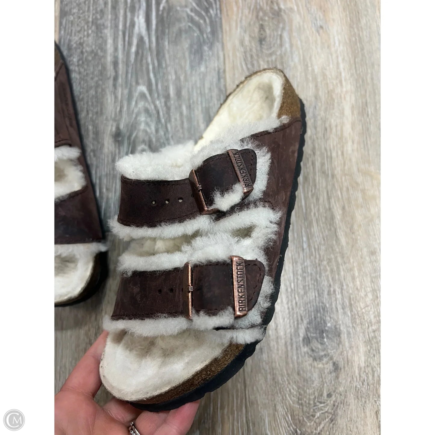 Sandals Flats By Birkenstock In Brown, Size: 5
