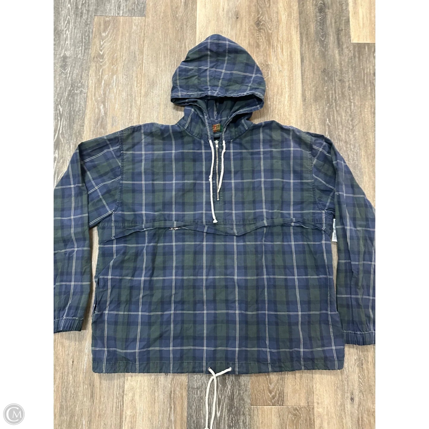 Sweatshirt Hoodie By J. Crew In Plaid Pattern, Size: L