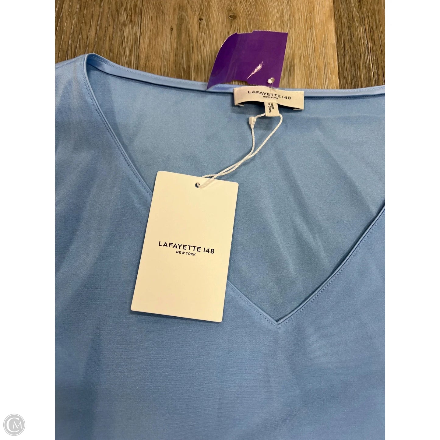 Blouse Designer By Lafayette 148 In Blue, Size: L