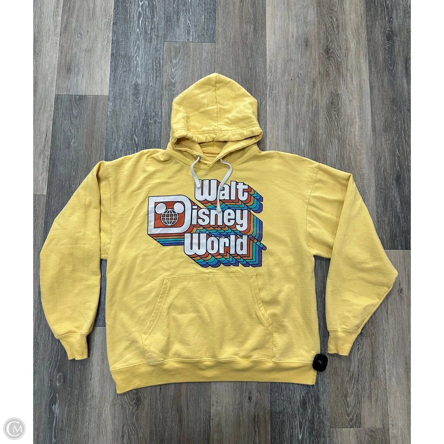 Sweatshirt Hoodie By Disney In Yellow, Size: L