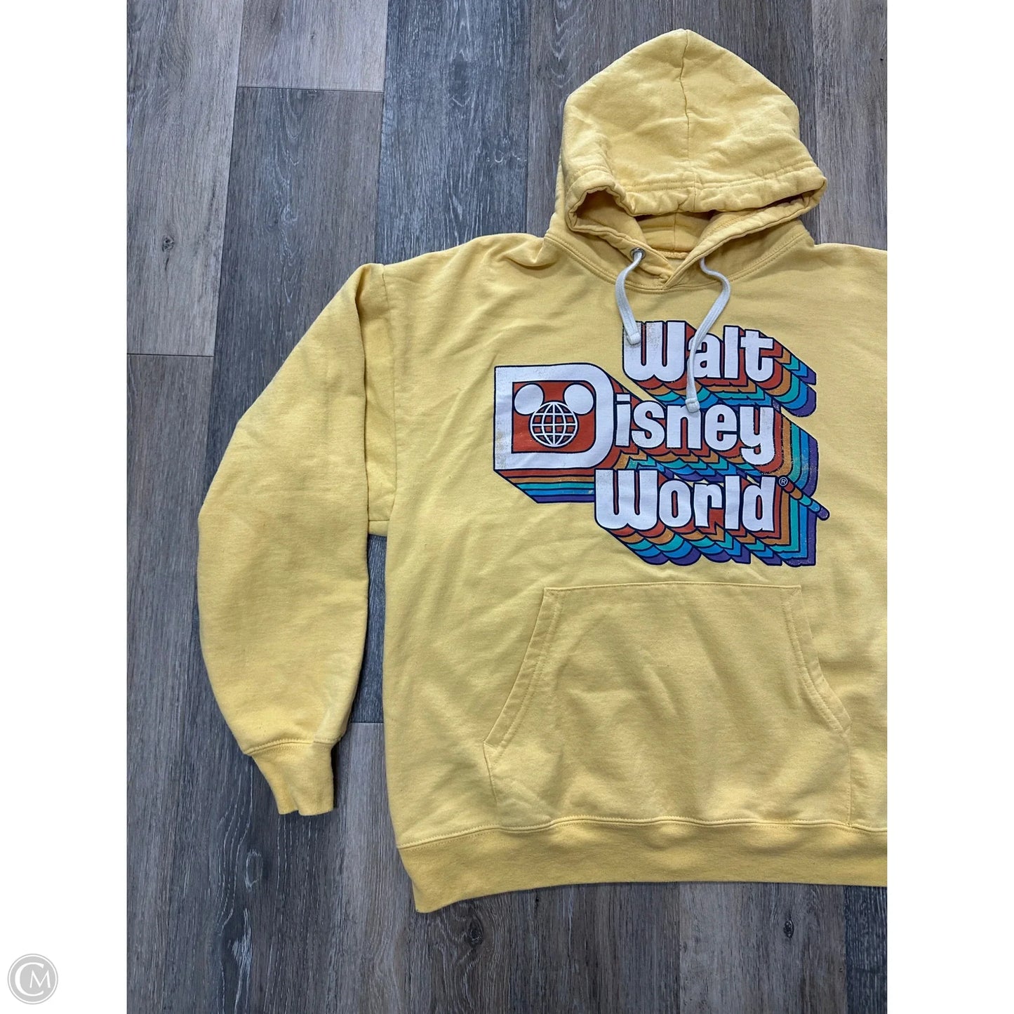 Sweatshirt Hoodie By Disney In Yellow, Size: L