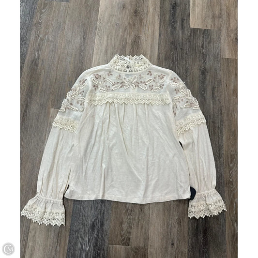 Blouse Long Sleeve By Anthropologie In Cream, Size: S