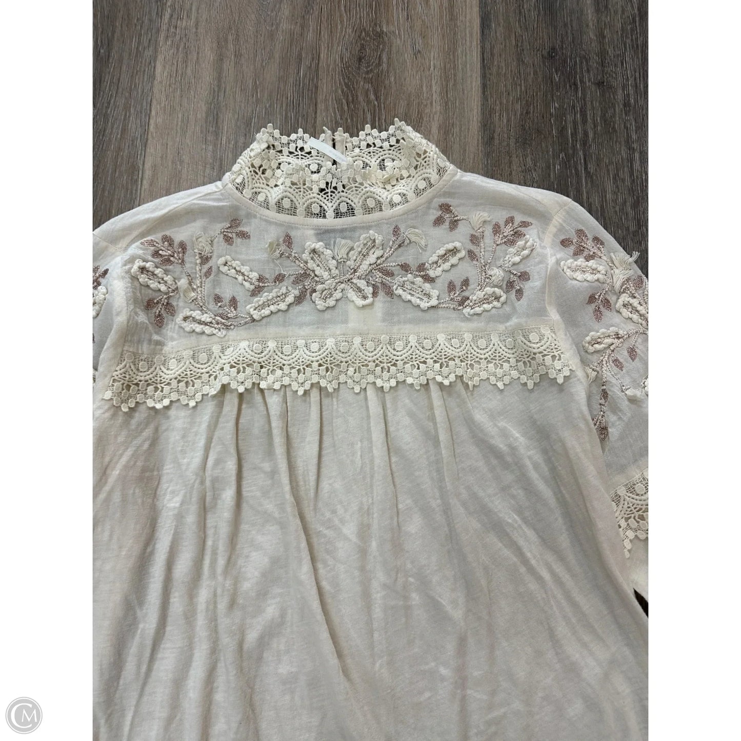 Blouse Long Sleeve By Anthropologie In Cream, Size: S