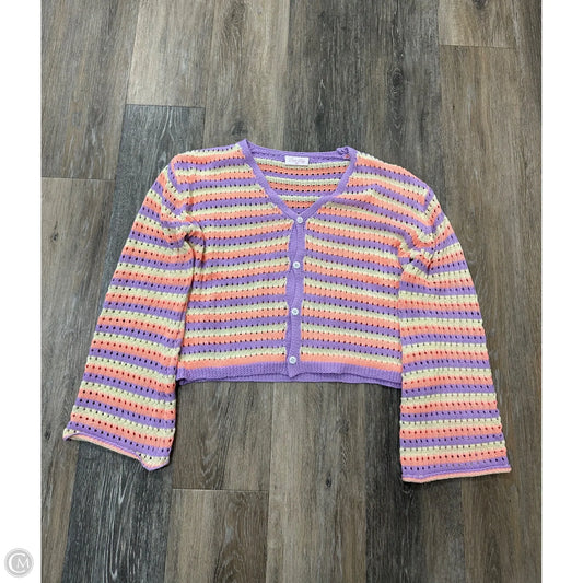 Sweater Cardigan By Pink Lily In Striped Pattern, Size: Xs