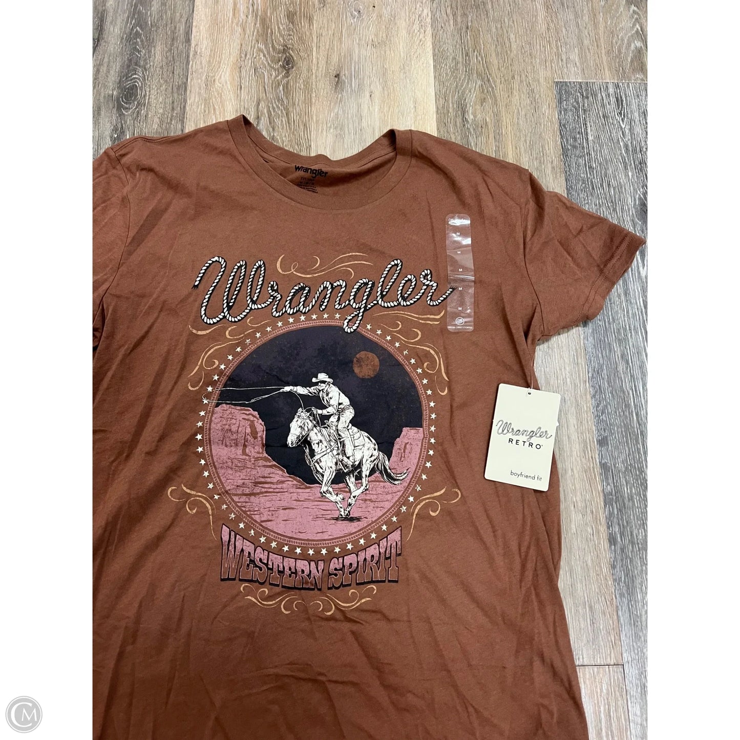 Top Short Sleeve By Wrangler In Brown, Size: M
