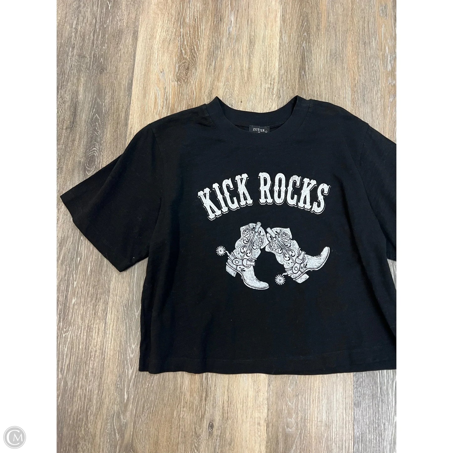 Top Short Sleeve By Zutter In Black, Size: L