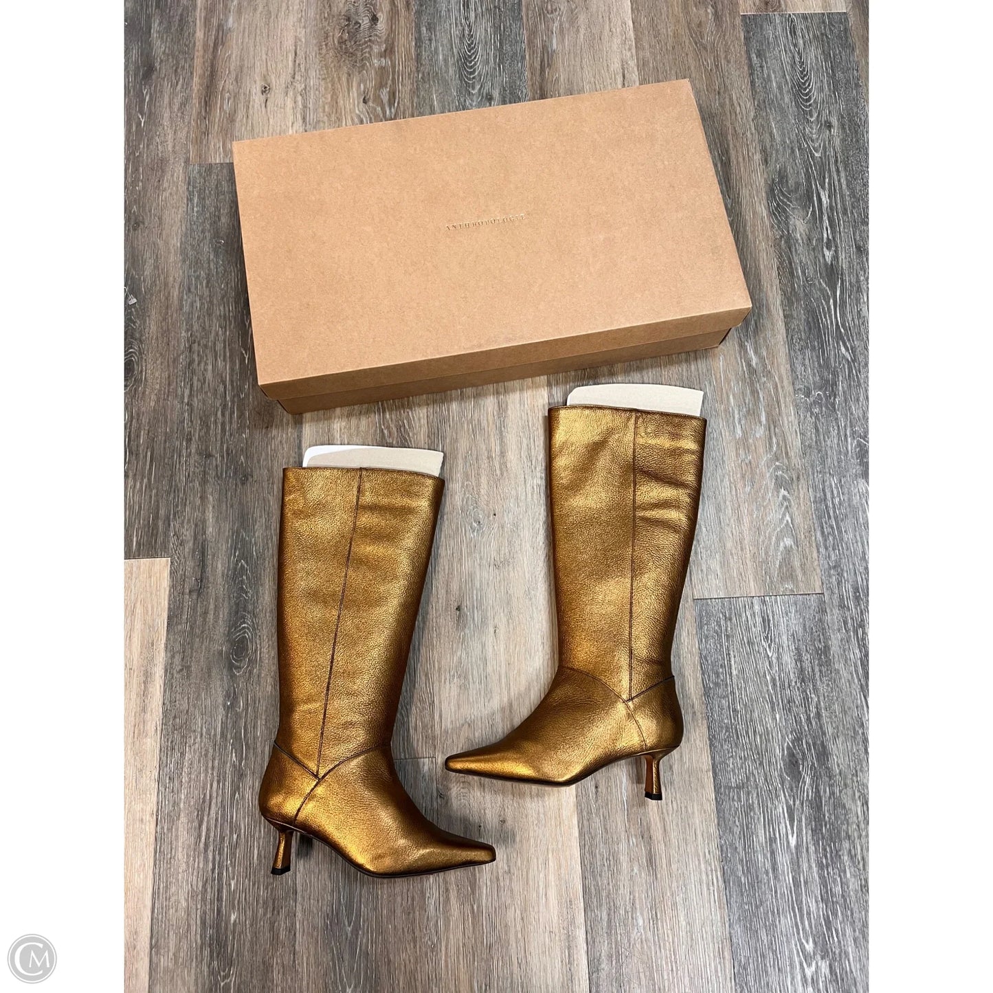 Boots Knee Heels By Anthropologie In Gold, Size: 6