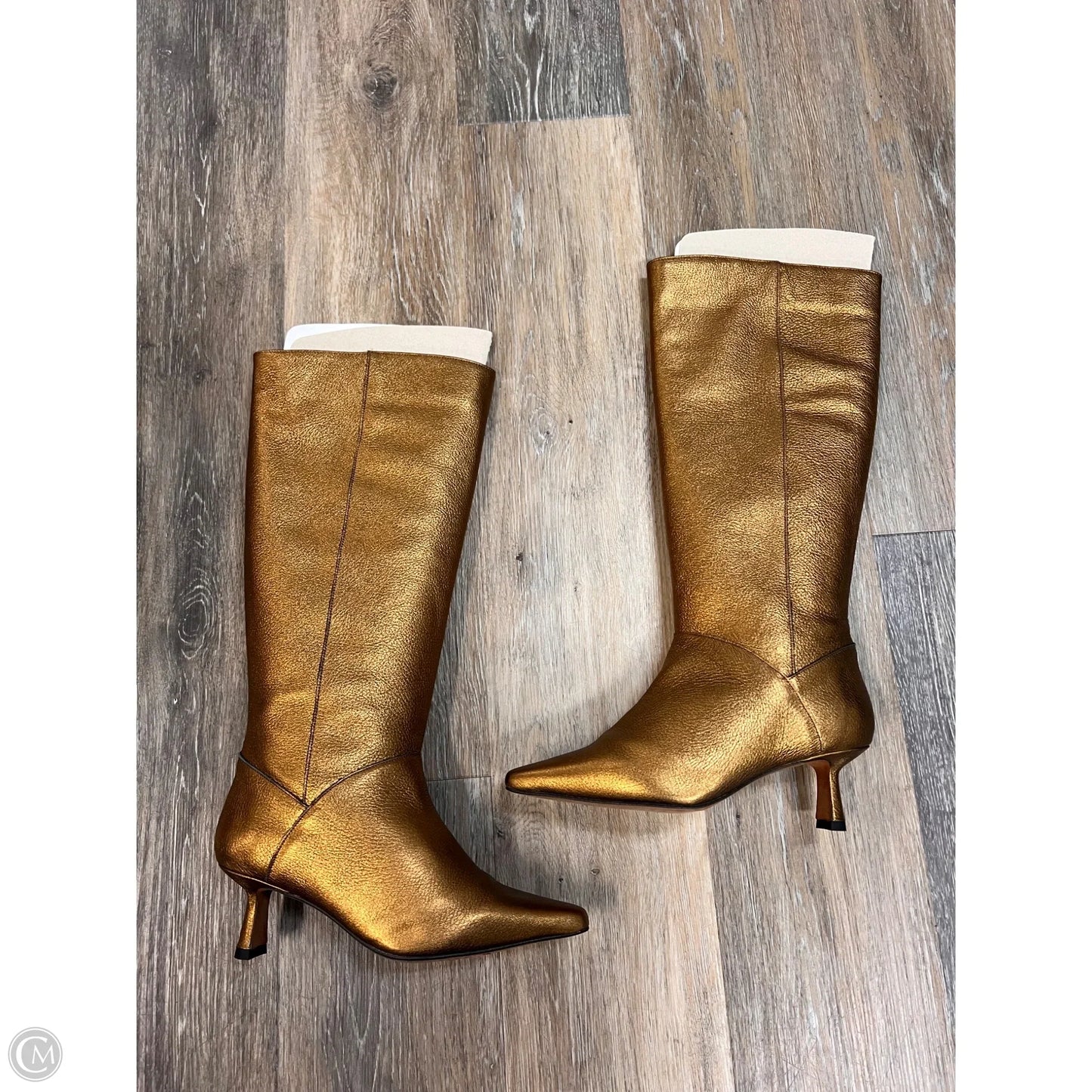 Boots Knee Heels By Anthropologie In Gold, Size: 6
