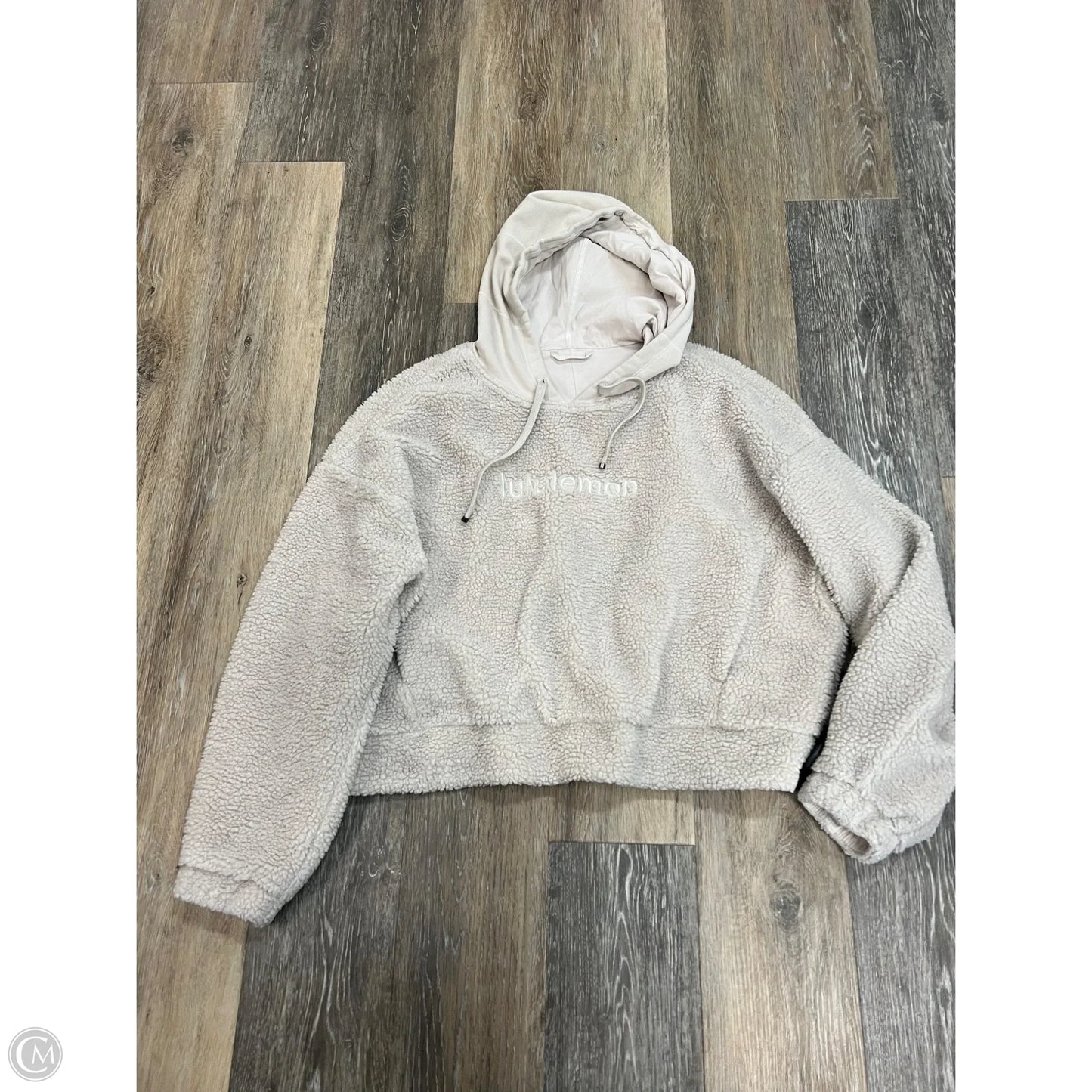 Athletic Sweatshirt Hoodie By Lululemon In Cream, Size: 10