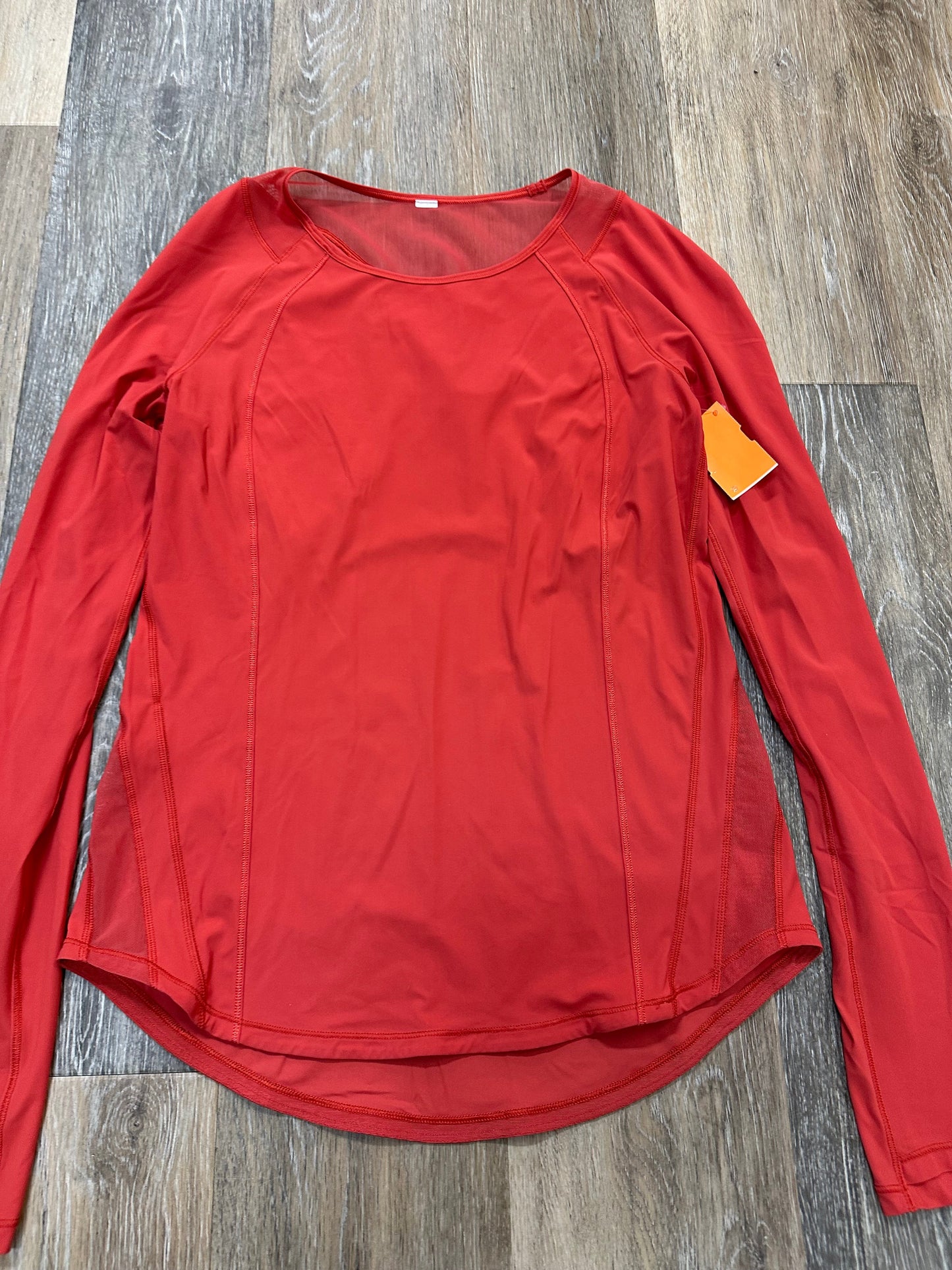 Athletic Top Long Sleeve Collar By Lululemon In Orange, Size: S