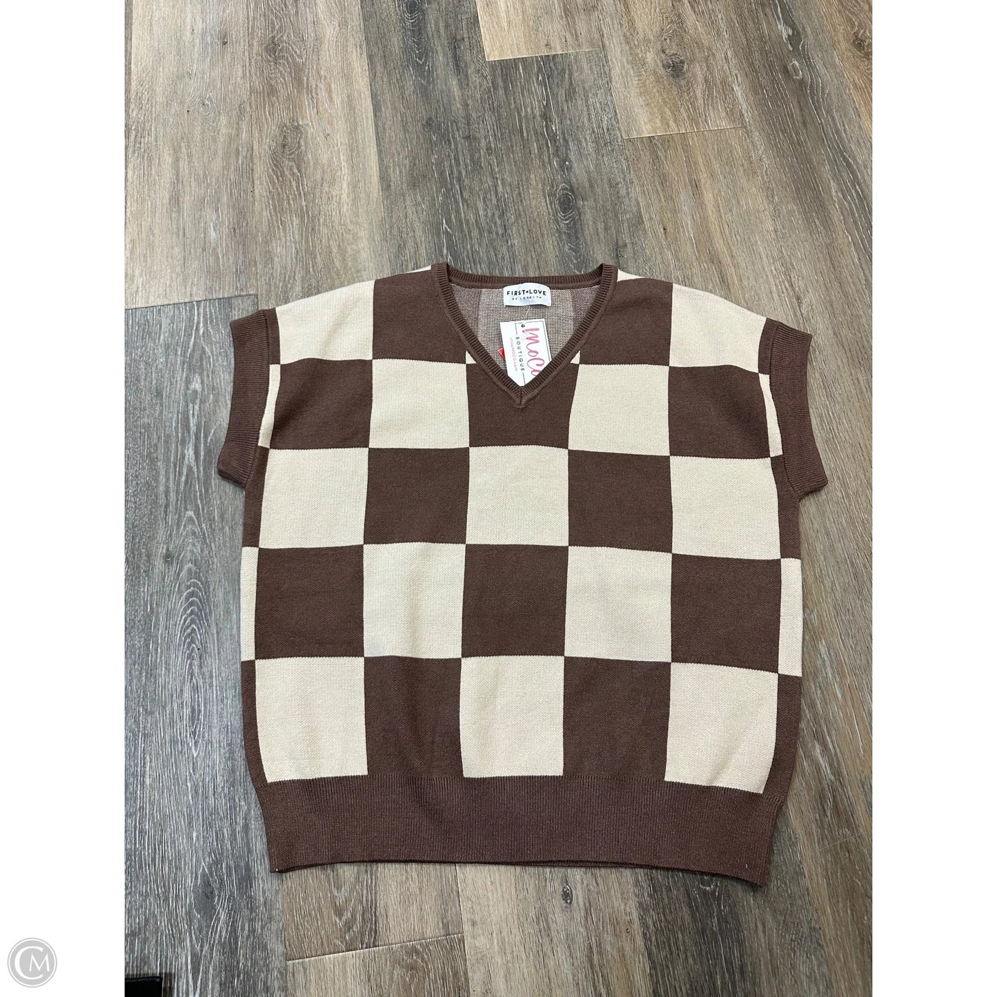 Vest Sweater By First Love In Checkered Pattern, Size: Osfm