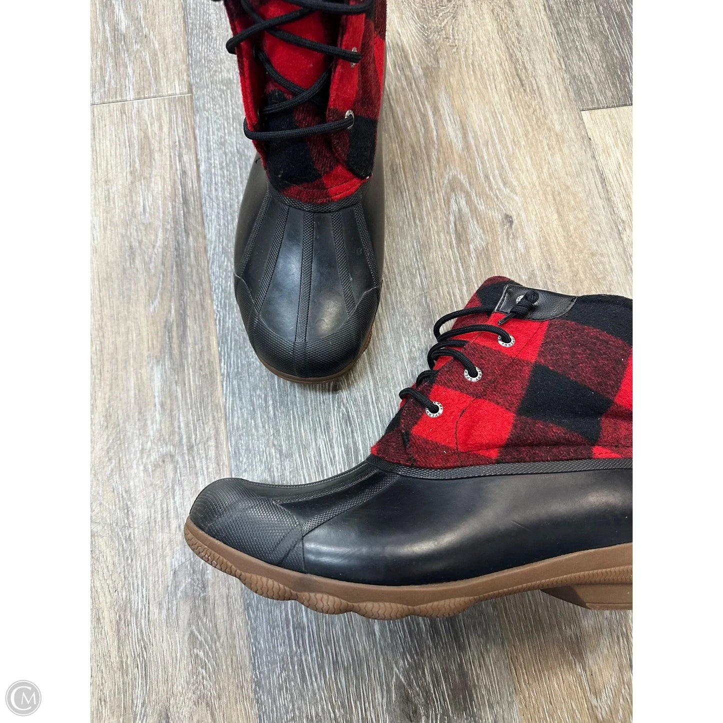 Boots Ankle Heels By Sperry In Plaid Pattern, Size: 9.5