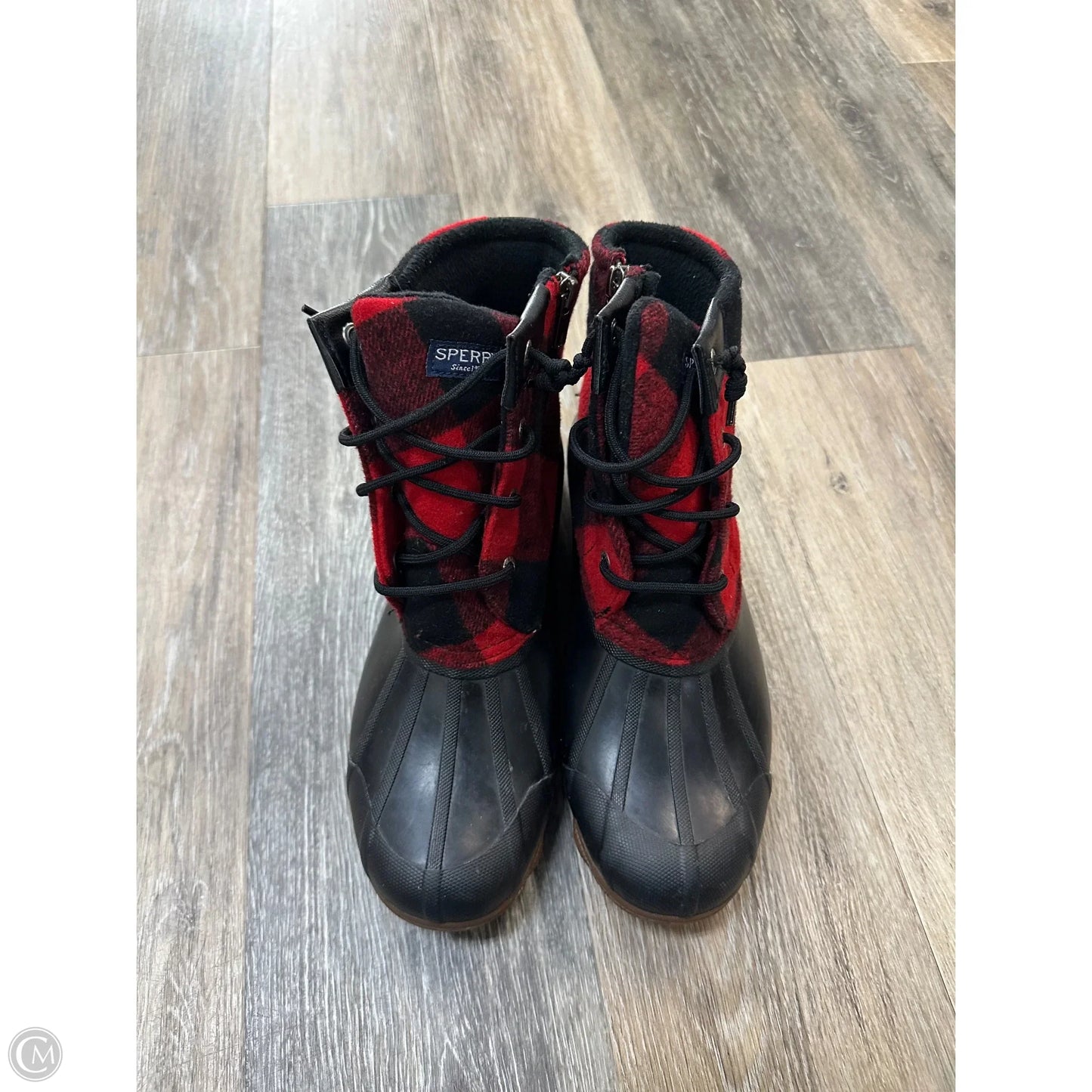 Boots Ankle Heels By Sperry In Plaid Pattern, Size: 9.5