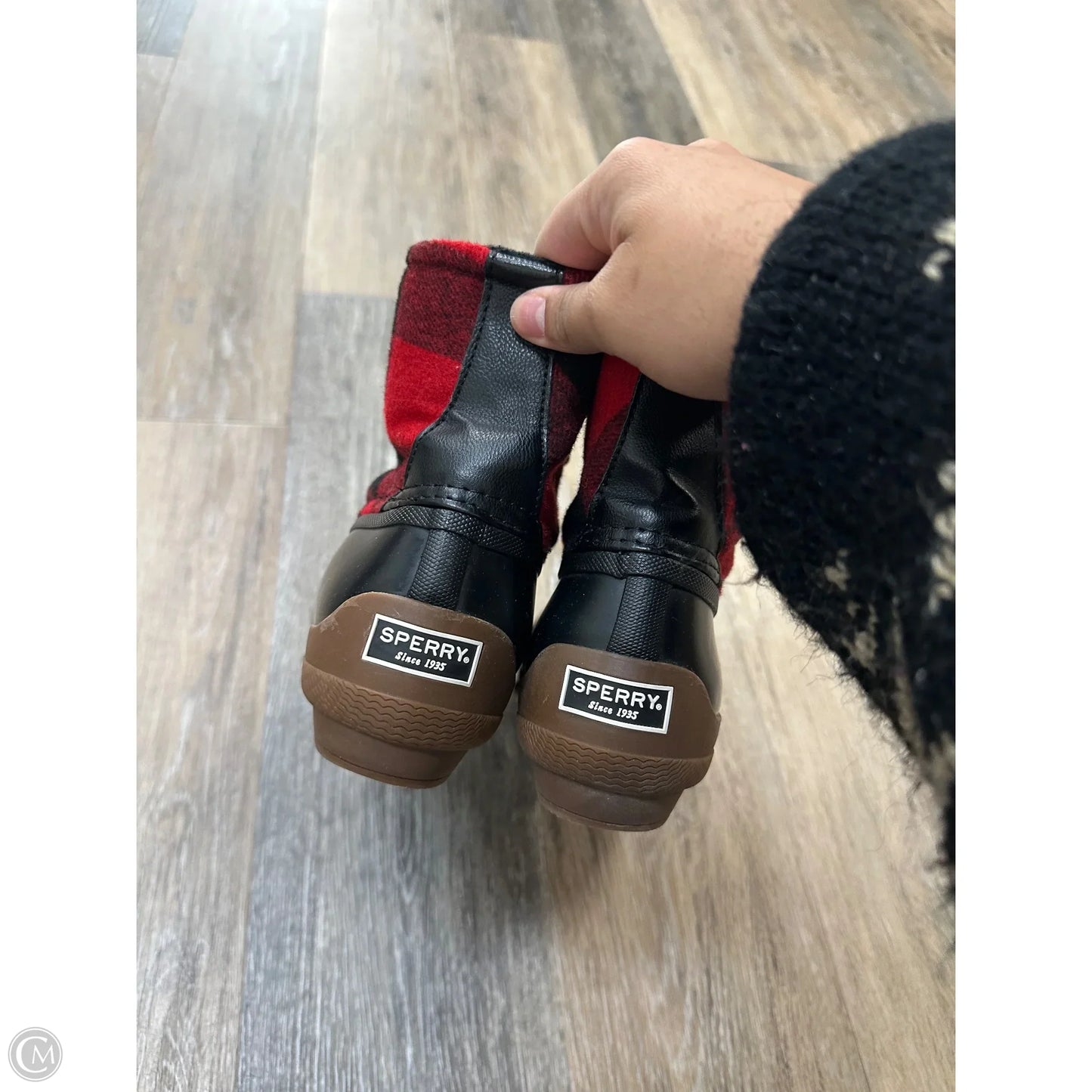 Boots Ankle Heels By Sperry In Plaid Pattern, Size: 9.5