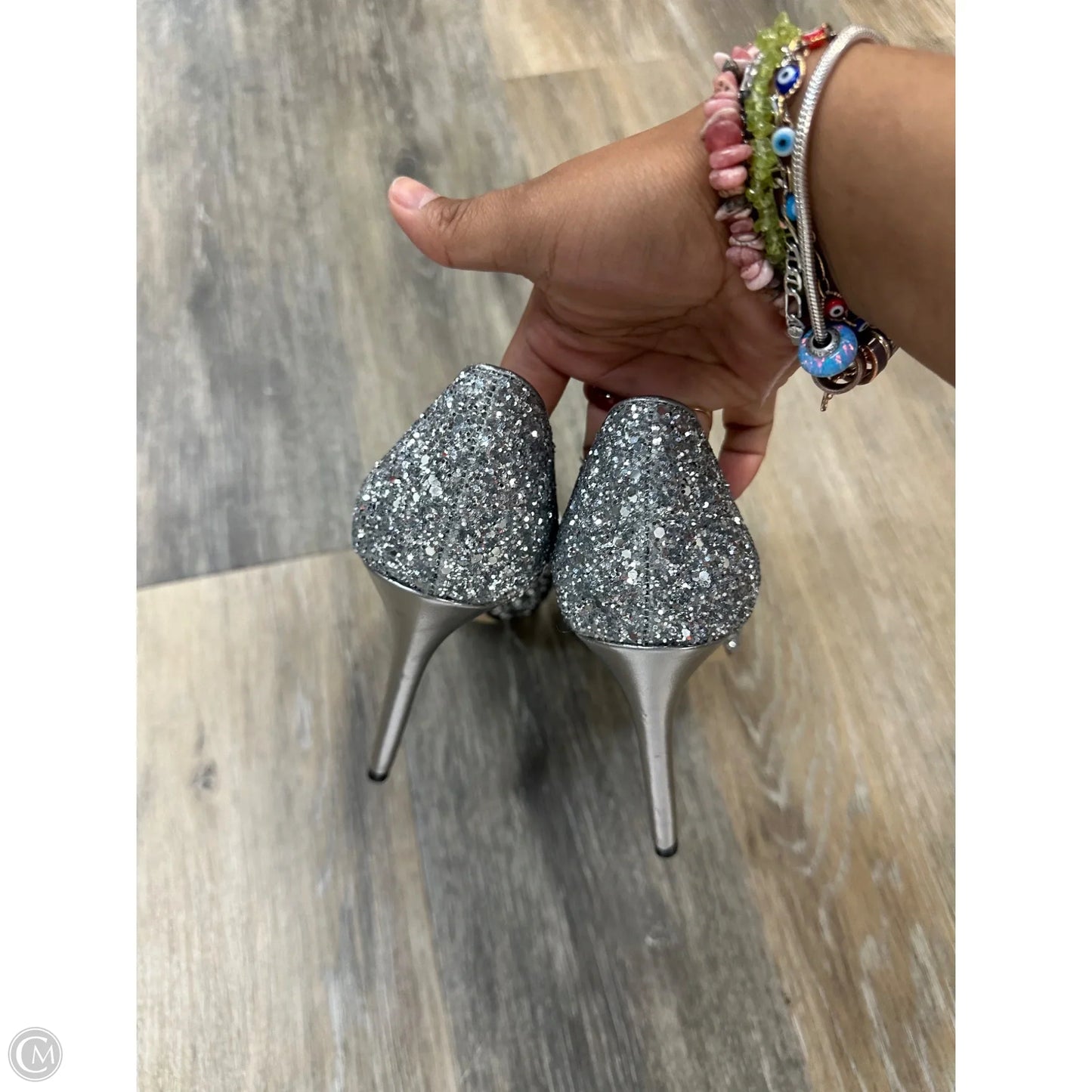 Shoes Heels Kitten By Badgley Mischka In Silver, Size: 7.5