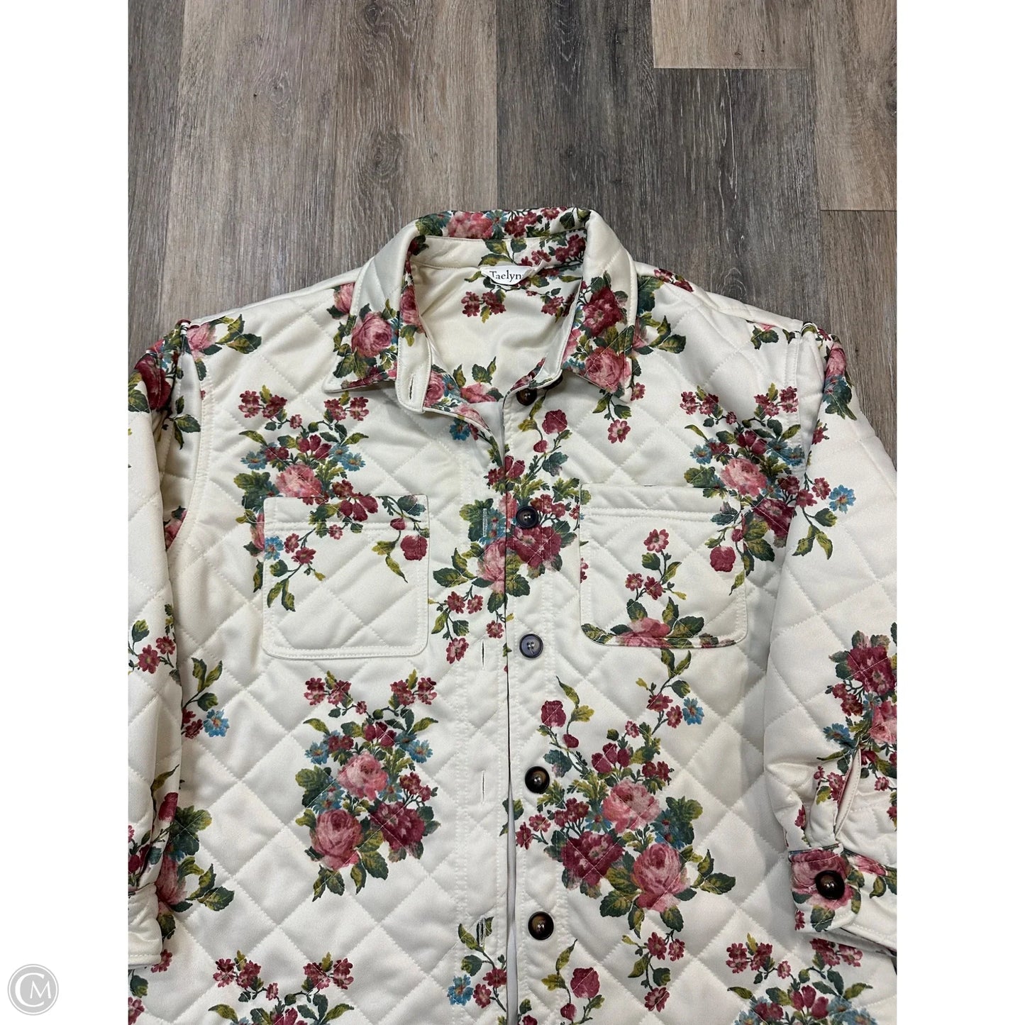 -Jacket Shirt By Taelynn In Floral Print, Size: S