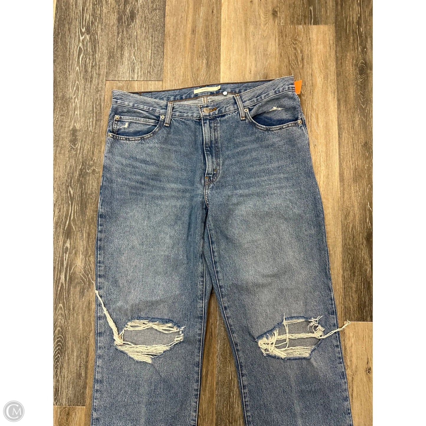 Jeans Straight By Levis In Blue Denim, Size: 14