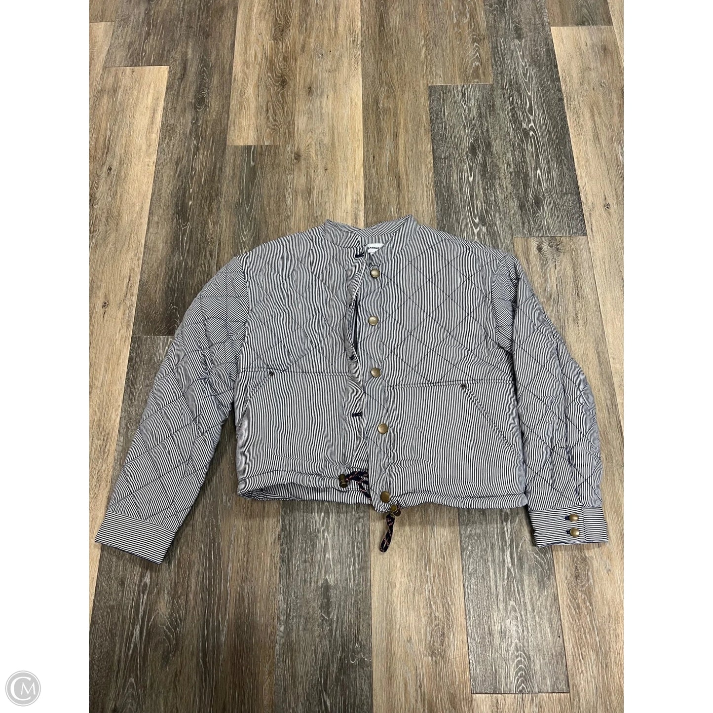 Jacket Puffer & Quilted By Evereve In Striped Pattern, Size: S