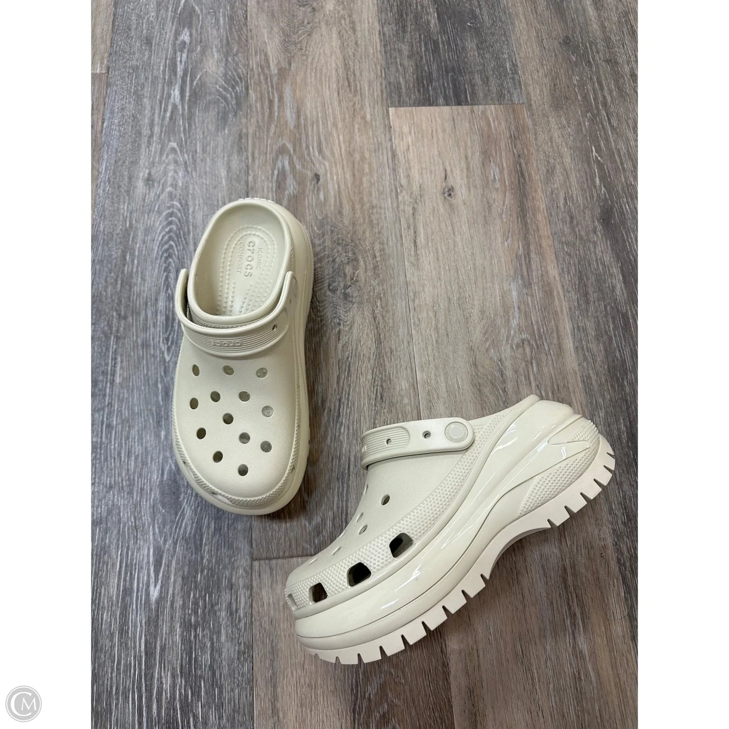 Sandals Heels Block By Crocs In Tan, Size: 7