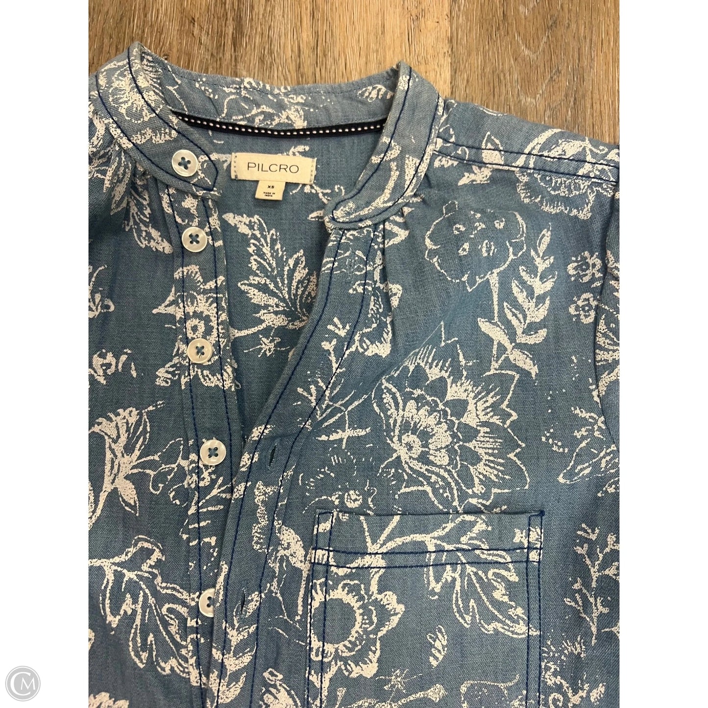 Blouse Short Sleeve By Pilcro In Blue, Size: Xs
