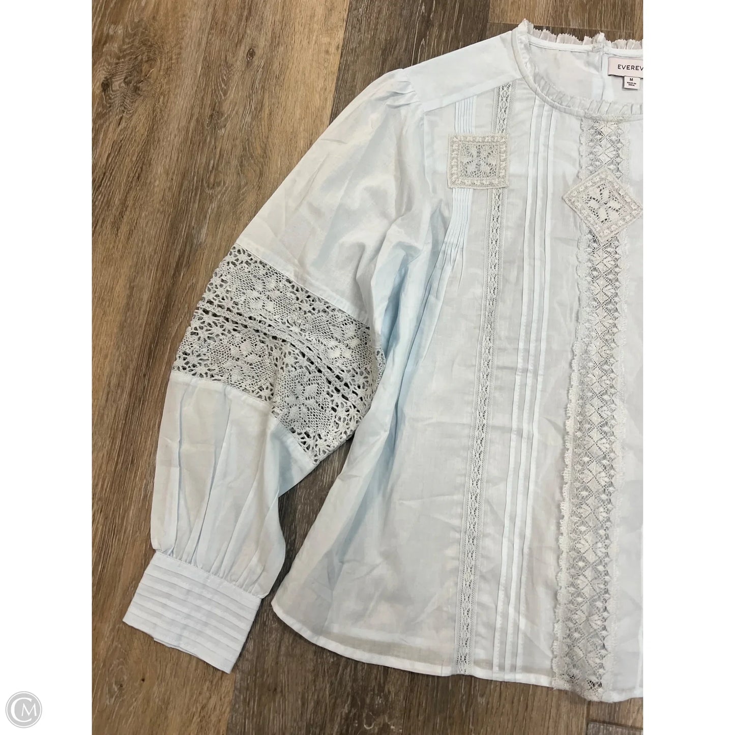 Blouse Long Sleeve By Evereve In Blue, Size: M