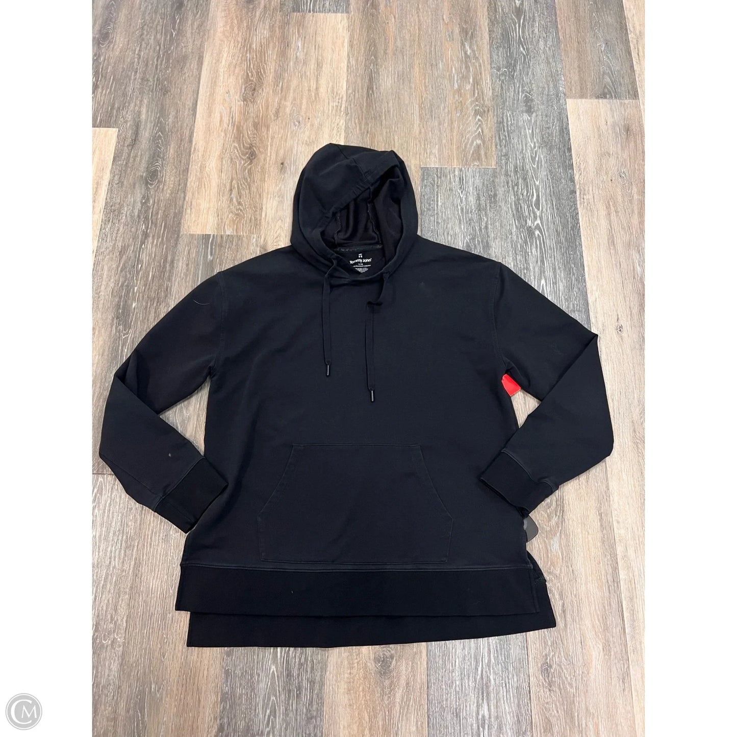 Athletic Sweatshirt Hoodie By Tommy John In Black, Size: L