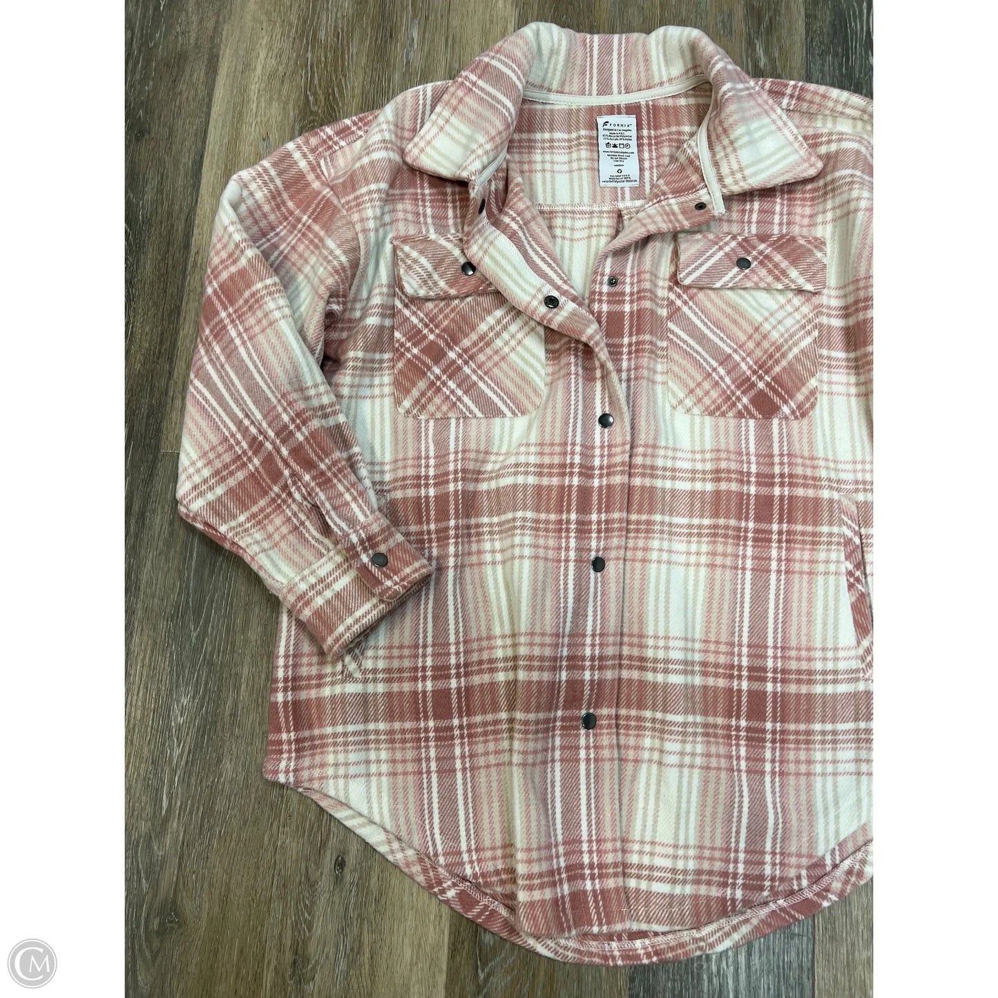 Jacket Shirt By Fornia In Pink, Size: M
