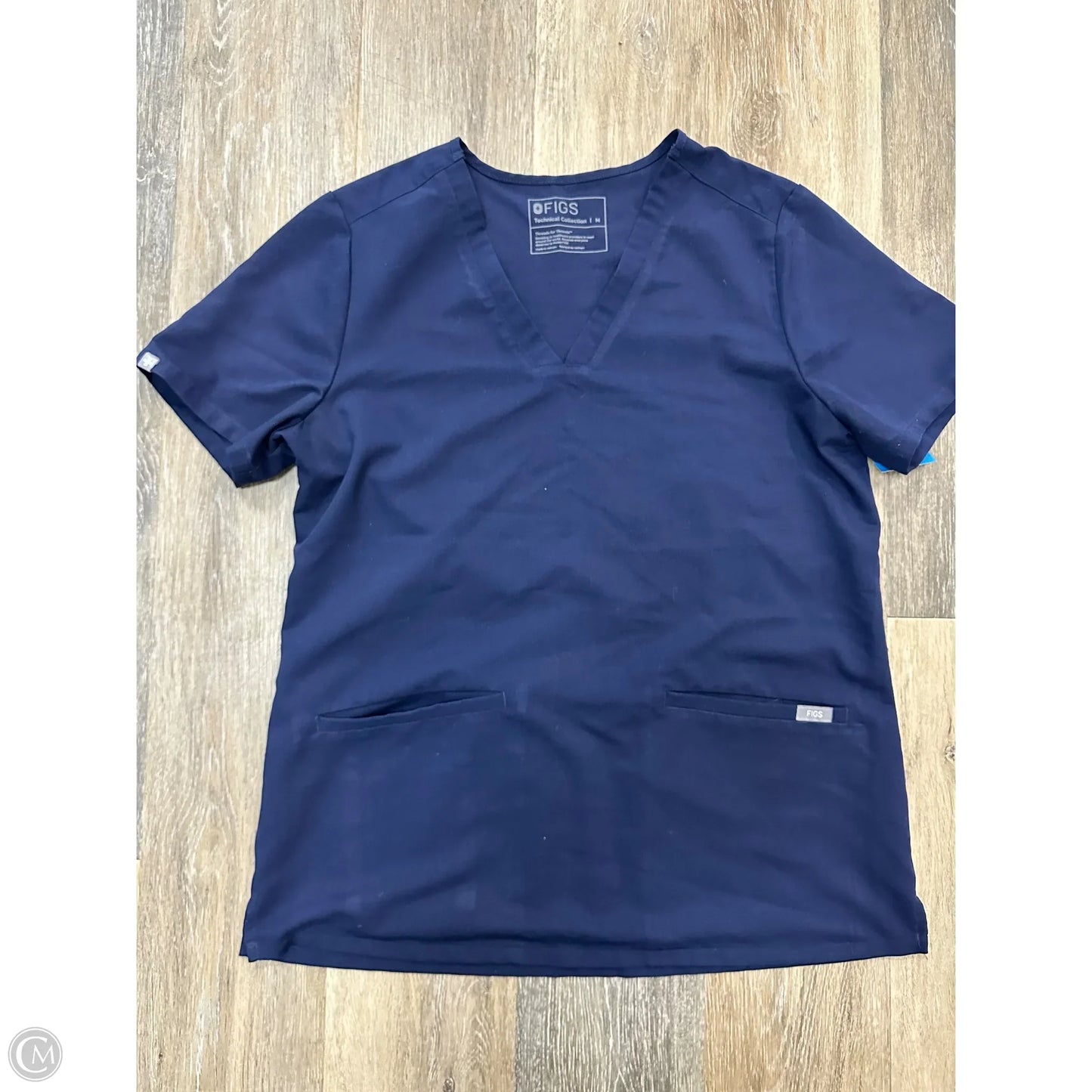 Athletic Top Short Sleeve By Figs In Navy, Size: M