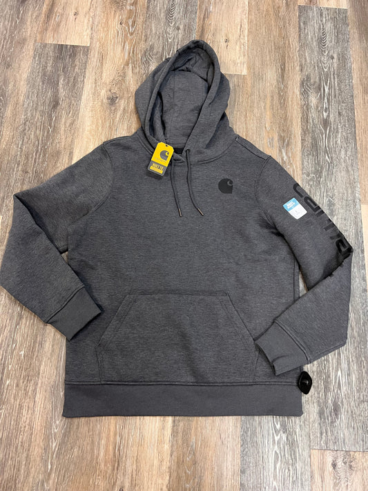 Athletic Sweatshirt Hoodie By Carhartt In Grey, Size: L