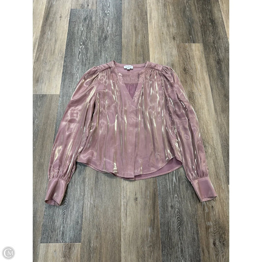Blouse Long Sleeve By Evereve In Pink, Size: S