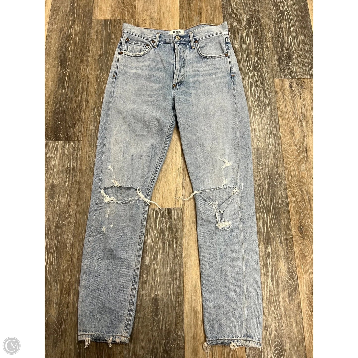Jeans Straight By Agolde In Blue Denim, Size: 1/25