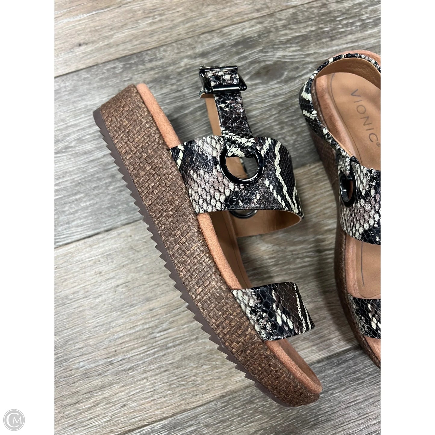 Sandals Flats By Vionic In Snakeskin Print, Size: 7