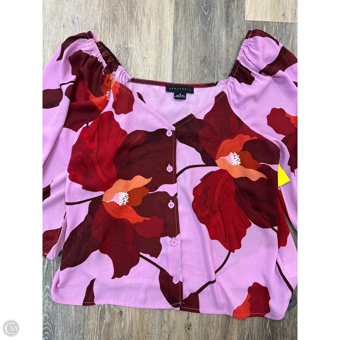 Blouse Long Sleeve By Sanctuary In Purple & Red, Size: M