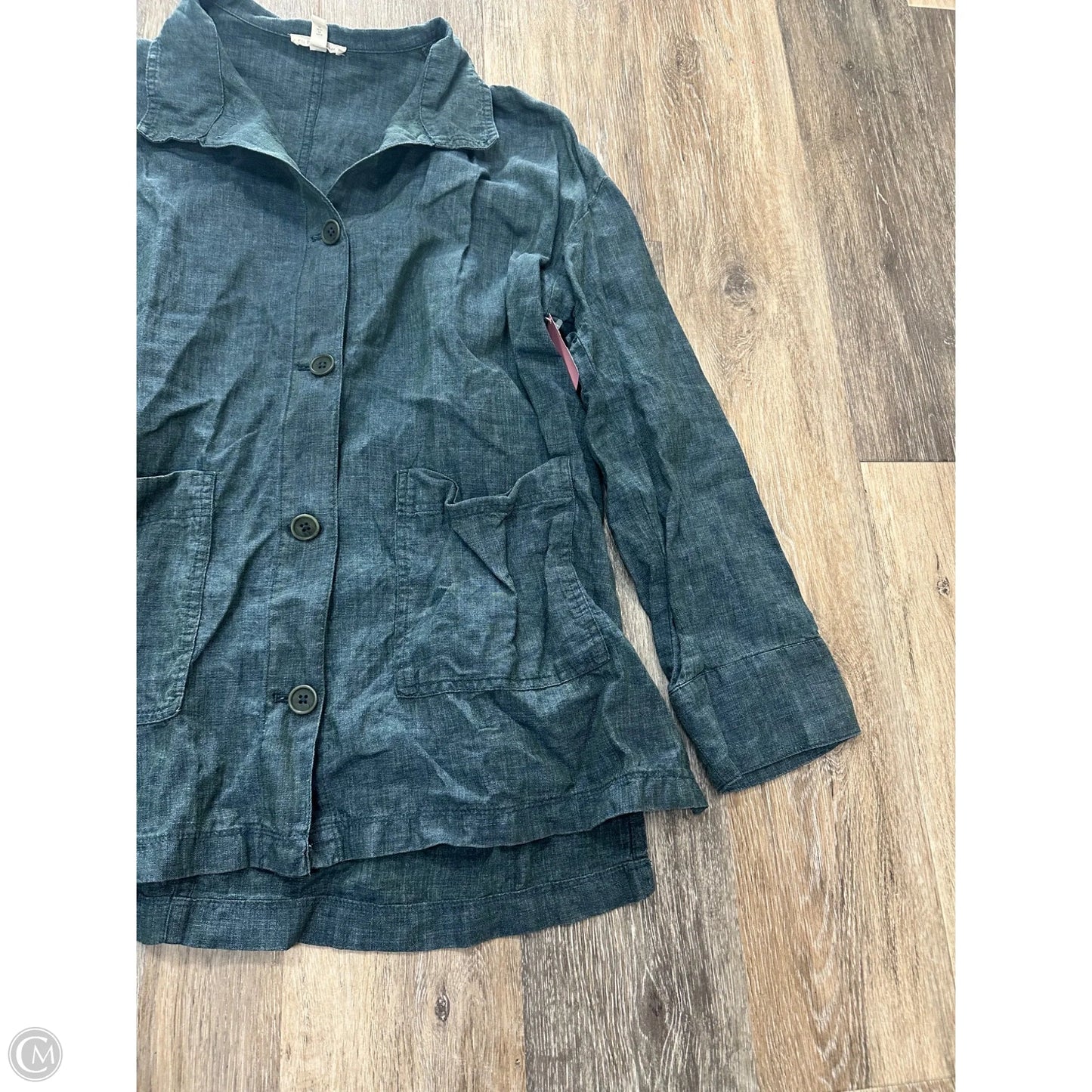 Jacket Shirt By Eileen Fisher In Green, Size: S