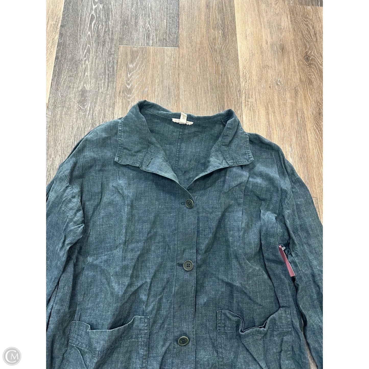 Jacket Shirt By Eileen Fisher In Green, Size: S
