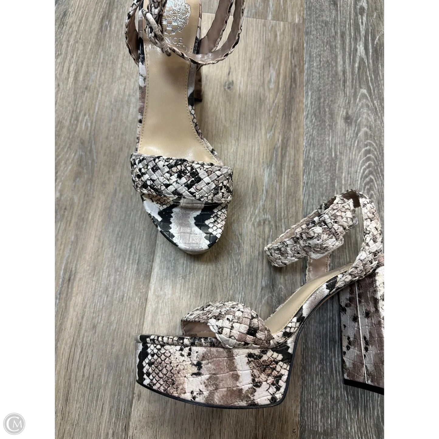 Sandals Heels Block By Vince Camuto In Snakeskin Print, Size: 8