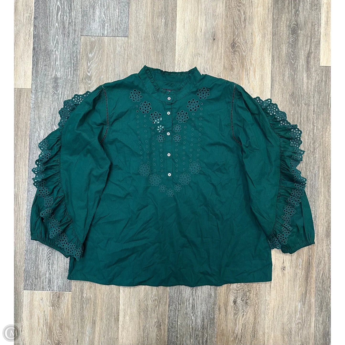 -Blouse Long Sleeve By J. Crew In Green, Size: Xxl