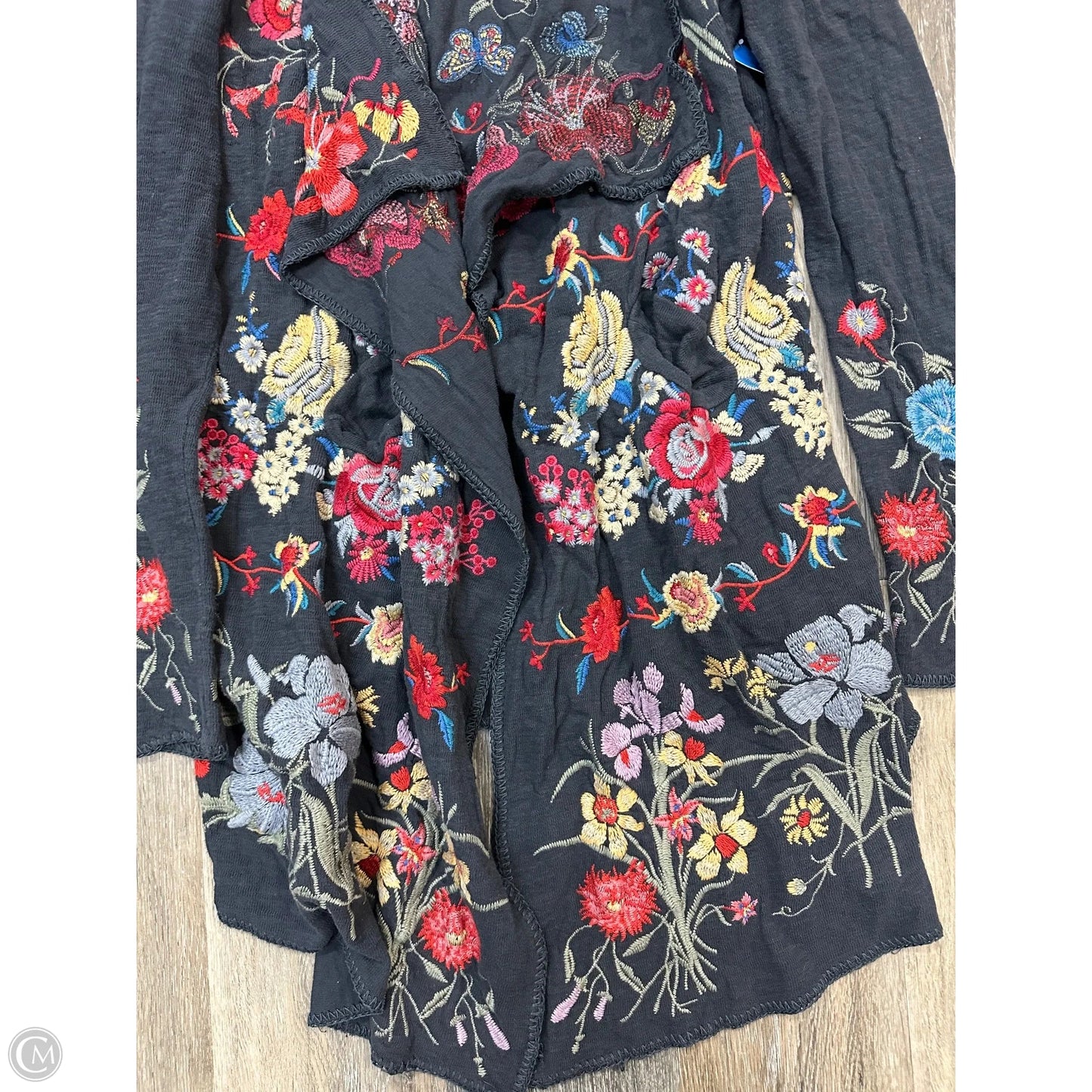 -Sweater Cardigan By Johnny Was In Grey, Size: M