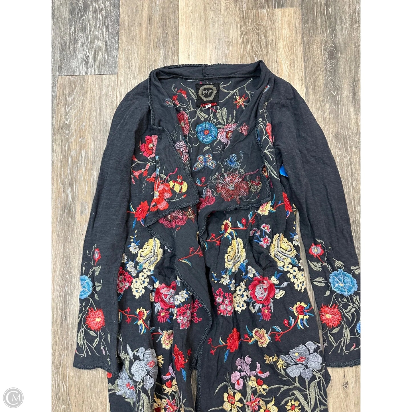 -Sweater Cardigan By Johnny Was In Grey, Size: M