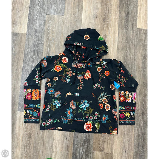 -Sweatshirt Hoodie By Johnny Was In Floral Print, Size: L