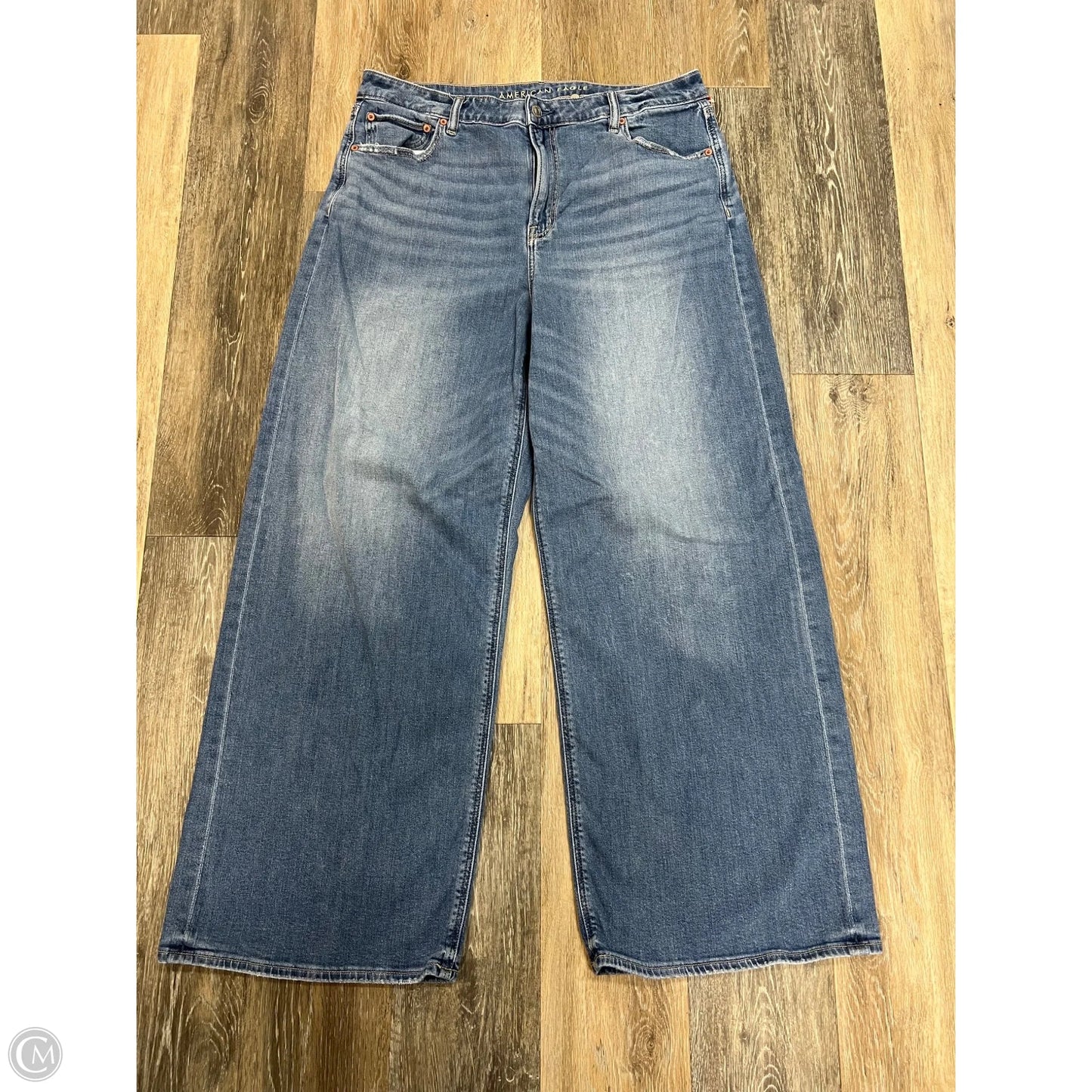 Jeans Wide Leg By American Eagle In Blue Denim, Size: 16l