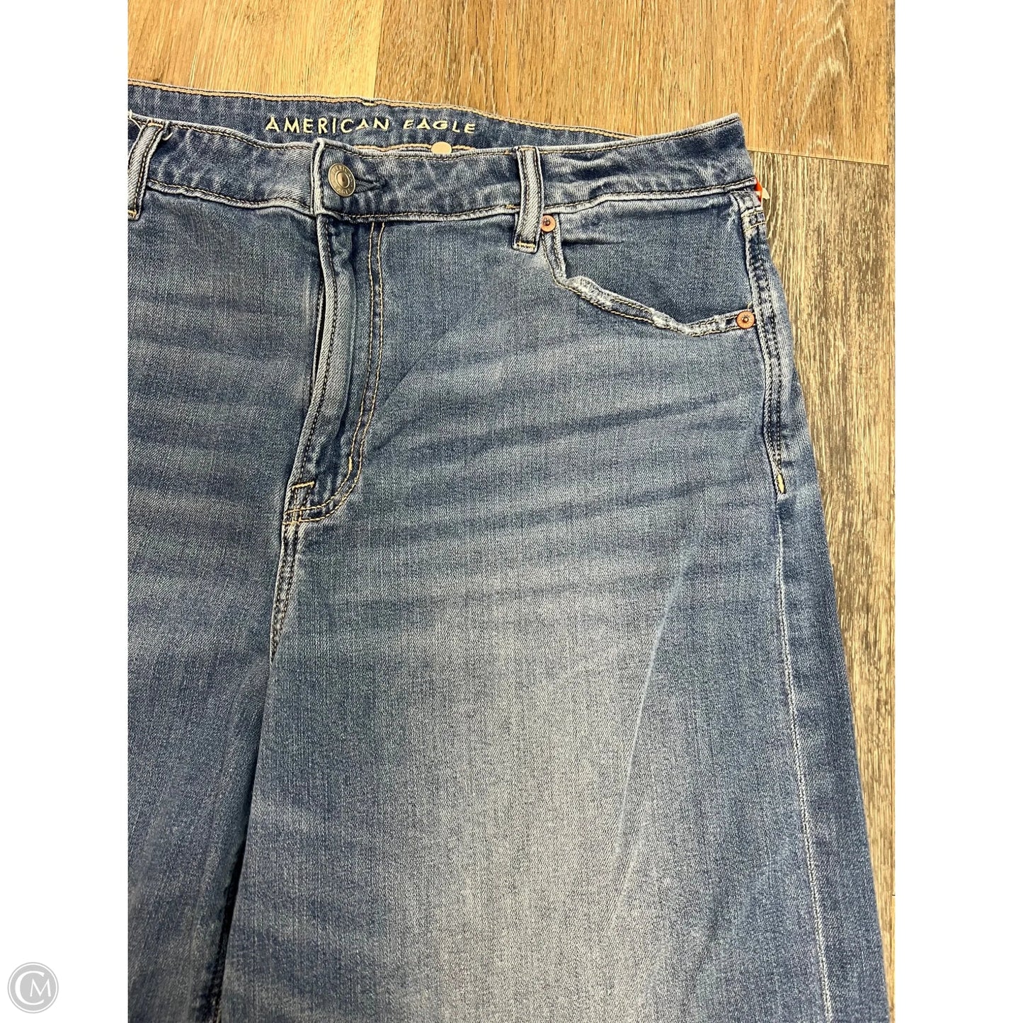 Jeans Wide Leg By American Eagle In Blue Denim, Size: 16l