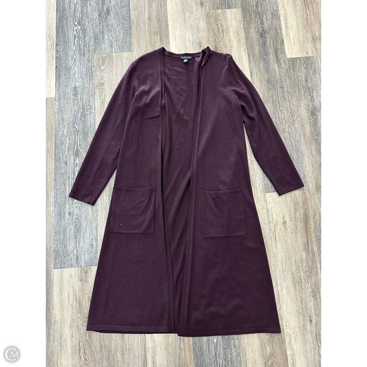 Sweater Cardigan By Eileen Fisher In Maroon, Size: S