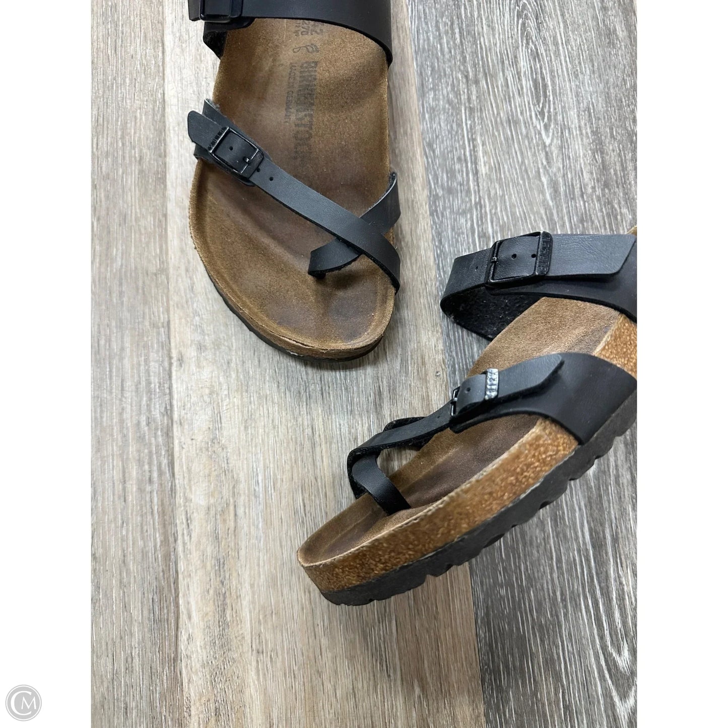 Sandals Flats By Birkenstock In Black, Size: 11